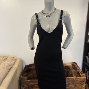 Gorgeous VENUS Black BODYCON studded Cocktail Midi Dress❤️S